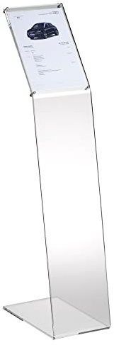 Tecnostyl, Leggio in Plexiglass Trasparente con Porta Avvisi Formato A4, Misure 22x30x108 cm