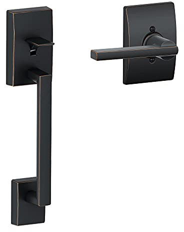 Schlage FE285 CEN 716 LAT CEN Century Front Entry Handleset with Latitude Lever, Lower Half Grip, Aged Bronze