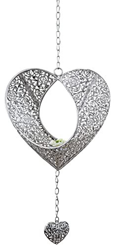 formano Deko Windlicht Hänger Teelicht Girlande Herz 22 cm Silber Metall