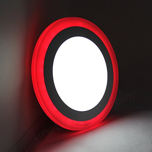 Long Life Lamp Company 12w Round Recessed LED Ceiling Panel Light Dual Colour Cool White Red Ring