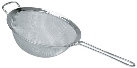 GEFU Sieb PASSO Ø 23 cm - Profi-Küchensieb aus Edelstahl mit Aufhängeöse | Feinsieb mit verstärktem Gewebe für Pasta, Gemüse und Mehl. Formstabiles Passiersieb, spülmaschinengeeignet und langlebig.
