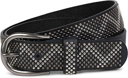 styleBREAKER Cintura borchiata con borchie bicolore, cintura vintage, accorciabile, unisex 03010069, colore:90cm, colore:Blu notte/Blu scuro