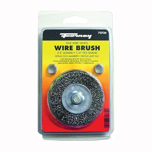 Forney 72734 Wire Wheel Brush, Fine Crimped with 1/4-Inch Hex Shank, 2-1/2-Inch-by-.008-Inch