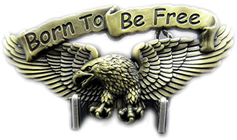 Buckle Born To Be Free, antik Messing, Adler, Biker, Gürtelschnalle