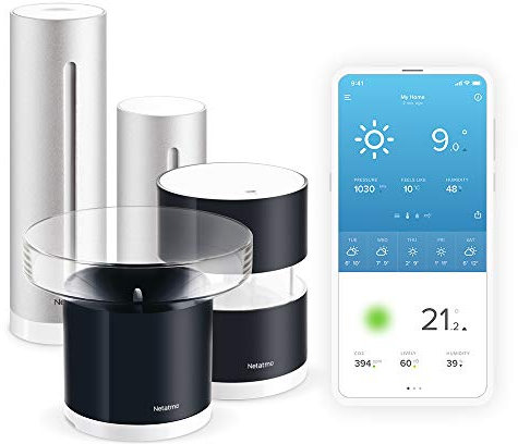 Set Netatmo Smarte Wetterstation + Regenmesser + Windmesser + WLAN + Funk + Innen- und Außensensor + Amazon Alexa
