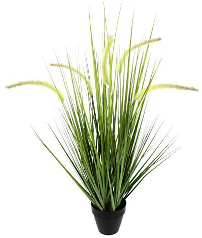 Künstliches Fuchsschwanzgras im Topf Gras Kunstpflanze Kunstgras Grünpflanzen Dekogras Grasbüschel Ziergras Solitärgras Deko Grasarrangement Borstenhirse Panicoideae Süßgräser Setaria