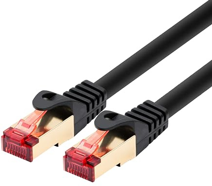 BIGtec LAN Kabel 1m Ethernet Kabel Netzwerkkabel Patchkabel vergoldete RJ45 Stecker doppelt geschirmt schwarz Gigabit für Netzwerk Switch Router DSL PC Computer Laptop Gaming