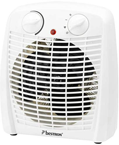 Bestron Termoventilatore con 2 livelli di potenza, incl. protezione antiribaltamento e protezione da surriscaldamento, per ambienti fino a 20m², 2000 Watt, colore: bianco