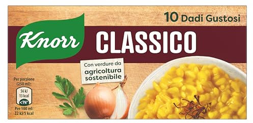 Knorr Dado Classico, Basso Contenuto di Grassi, Senza Glutine, Lattosio, Coloranti e Conservanti, Perfetto per Fondo Bruno e Brodo Vegetale, 10 Dadi Gustosi