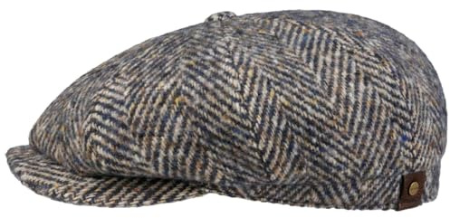 Stetson Hatteras Schildmütze Damen Herren 100% Schurwolle Flatcap mit Baumwollfutter Herbst Winter beige 57 cm