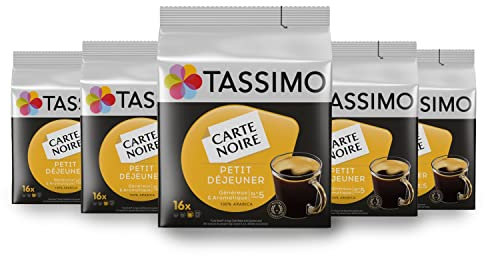 Tassimo Café Dosettes - 80 boissons Carte Noire Petit Déjeuner (lot de 5 x 16 boissons)