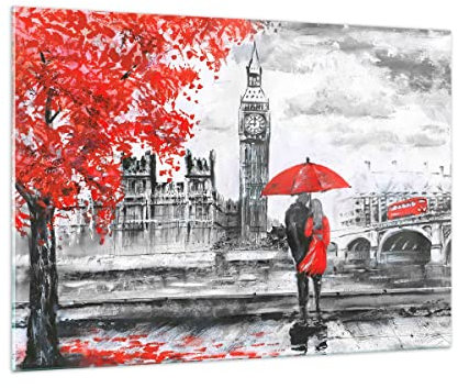Quadro su Vetro 100x70cm Stampe da Parete in Vetro Londra l'architettura il Big Ben Grandi Decorazione Murale Camera da Letto Cucina 1 pezzo Quadri Moderni Soggiorno Immagini Wall Art GAA100x70-3153