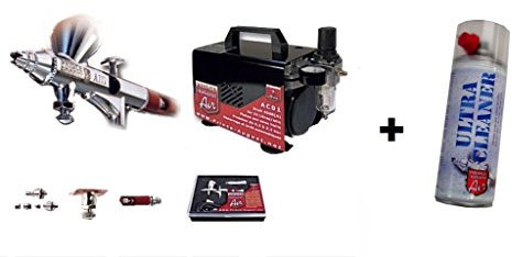 PRINCE AUGUST - Pack Aérographe Haute Définition & Compresseur AE02 + Ultra Cleaner offert - 3760165150206