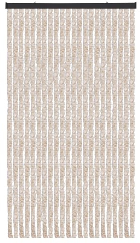 Arsvita Flauschvorhang Türvorhang (90x220 cm) in Meliert Beige-Weiß als Insektenschutz für Balkon, Terrasse oder Wohnmobil, Wohnwagen, Pavillon
