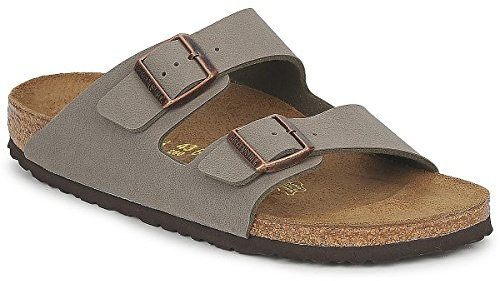 Birkenstock Classic Arizona Birko-Flor, Unisex-Erwachsene Pantoletten, Grau (Stone), 46 EU