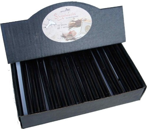 gravurART Siegelwachs Schwarz für Wachspistole - Einladungen oder Geschenke versiegelm mit Stempelwachs für Siegelstempel, 72 Sticks - 7mm
