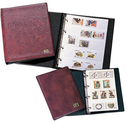 SAFE 540 Ringalbum Briefmarkenalbum / Taschen Einsteckbuch Einsteckbücher DIN A5 - 5 weisse / weiße Seiten - Einband mit Logo in ROT / WEINROT