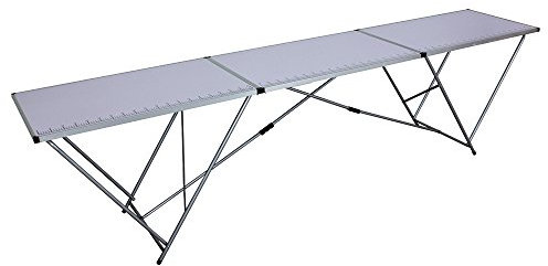 Tapeziertisch, 300 x 60 x 78 cm - Alu Rahmen - Stahl-Gestell, 3 mm Starke Arbeitsplatte mit Skala- Allzwecktisch, Flohmarkttisch, vielseitig verwendbar