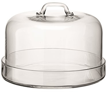 LSA International Serve Plate & Dome Ø24cm/Ø22cm Clear| 1 Unit | Mouthblown & Handmade Glass | SZ12