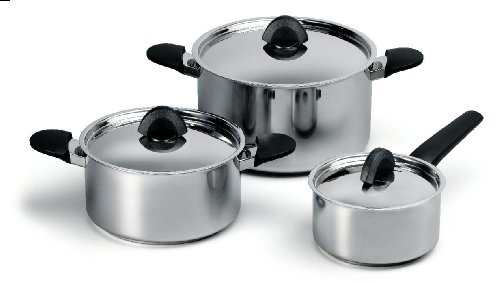 Kuhn Rikon Luna 37318 Cookware Set 3 Pieces Including Saucepan (1.5 Litres 16 cm) Pot (3.0 Litres 20 cm) and Pot (6.0 Litres 24 cm)