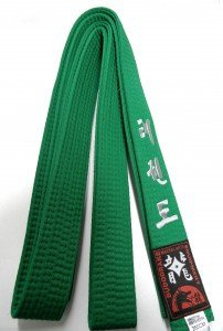 Budodrake Grüngurt Bestickt mit Taekwondo (Bestickung in Silber) Taekwondogürtel grün