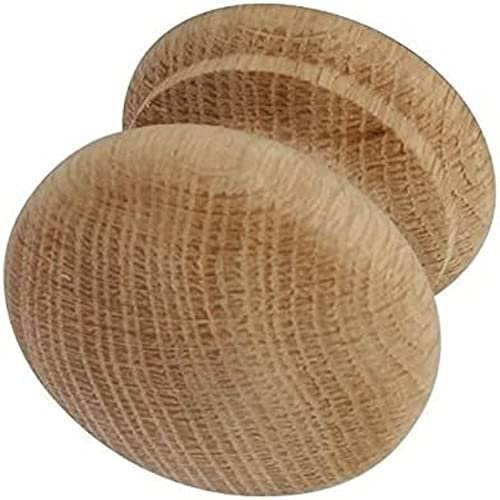 Merriway BH01105 (4 Pcs) Unlacquered Beech Cupboard Door/Drawer Knobs, Drilled for Woodscrew Dowel Screw, 40 mm (1.1/2 Inch) - Pack of 4 Pieces