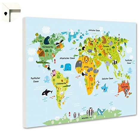 Magnettafel Pinnwand Weltkarte für Kinder Größe 80 x 60 cm
