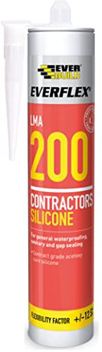 Everbuild Everflex 200 Contractors LMA Silicone Sealant – Suitable for Interior and Exterior Use – Quick Curing – Waterproof – White – 295ml