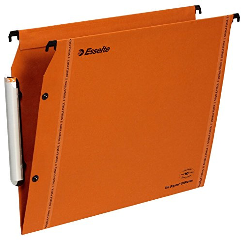 Esselte LGM VisioPlus - Dossiers Suspendus A4 Latéraux, Capacité 100 Feuilles, Fond en V, Entraxe 330 mm, Porte-Étiquette XL Intégré, Lot de 25, Orange, 49923