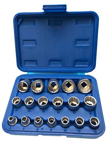 Alkan Vielzahn Stecknuss Satz 6-24 mm 3/8 18-tlg 12-kant | Doppel-6-kant Vielzahn-Stecknüsse 6-24 mm, 3/8 Antrieb, 18-tlg Satz aus Chrom-Vanadium-Stahl