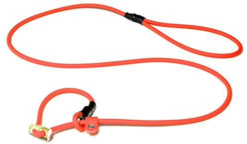 Mystique® Biothane Moxonleine Retrieverleine 6mm mit Zugbegrenzung (130cm, neon orange)