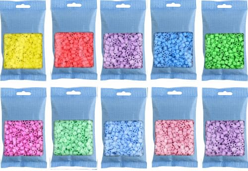 Hama MIDI Strykpärlor Konvulut: 10 Påsar Pastell - Pastellgul, Pastellröd, Pastelllila, Pastellblå, Pastellgrön, Pastellrosa, Pastellros