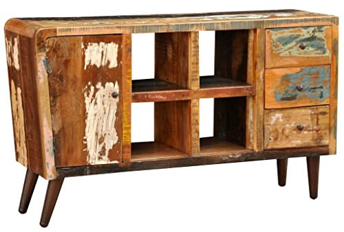 vidaXL Design Antik Teak Schrank Rack Lowboard Sideboard 3 Schubladen