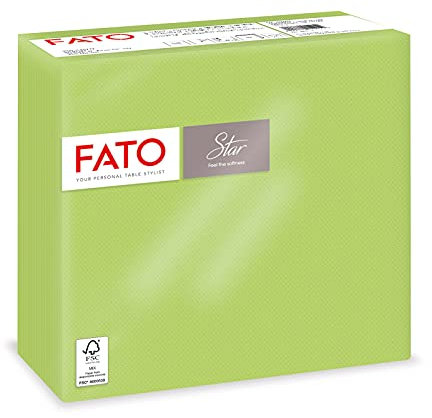 Fato, Einwegpapierservietten, Softness und Softness, Packung mit 40 Servietten, Größe 38x38 gefaltet in 4, 2-lagig, Farbe Apfelgrün, 100% reines Zellulosepapier, FSC-zertifiziert