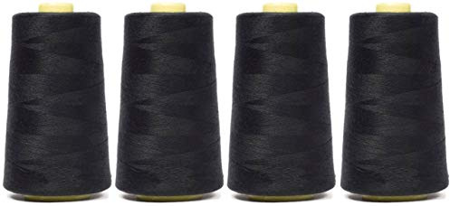 Overlock, filo da cucito 50S/2, 4.570 m, confezione da 4, Black, Confezione da 4