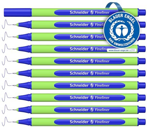 Schneider Line-Up Fineliner (Strichstärke 0,4 mm, aus biobasiertem Kunststoff, ausgezeichnet mit Der blaue Engel) 10 Stück, lapis blue