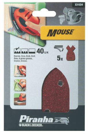 BLACK+DECKER X31034-XJ Piranha 40 g Mouse Sander Sheet - Set of 5