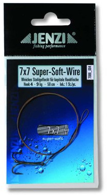 Powerflex 7x7 Super-Soft-Stahlvorfach mit Drilling, Haken 8, 6 Kg, 50 cm