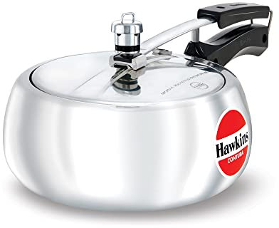 Hawkins Contura 3.5 Litre Pressure Cooker, Handi Cooker, Silver (HC35)
