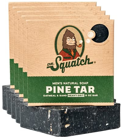 Dr. Squatch Natural Men’s Bar Soap - Cold Process Body Soap Bar with Natural Oils - Gifts for Men - Pine Tar (5 oz, 5-Pack)