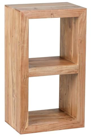 Wohnling Standregal Mumbai Massivholz Akazie 88 cm hoch 2 Böden Design Holz-Regal Naturprodukt Beistelltisch Landhaus-Stil