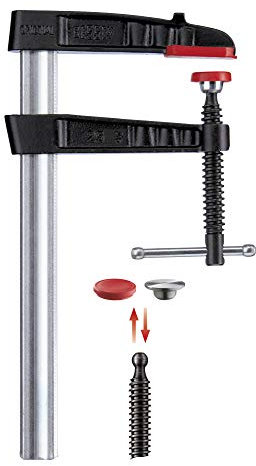 BESSEY Temperguss-Schraubzwinge TG16K, Spannweite 160 mm Ausladung 80 mm, Stabile Hohlprofilschiene mit Riffelung, Gewicht 0,72 Kg