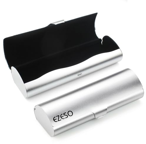 Ezeso, Aluminium-Brillenetui, schlichtes Design, silber, 15.2x4.9x3.2cm