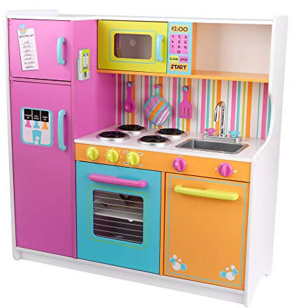 KidKraft Deluxe Big and Bright Kinderküche aus Holz mit Zubehör, Spielküche mit Kochgeschirr und Spielzeug Handy, Spielzeug für Kinder ab 3 Jahre, 53100