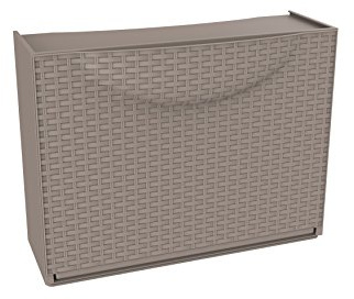 Terry Harmony Box Schuhregal, Taupe mit Rattan-Oberfläche, 51x19x39 cm