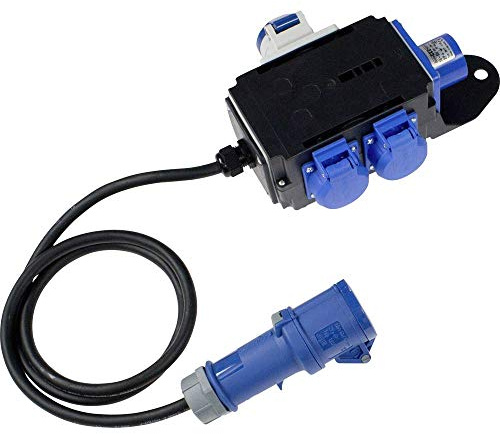 as - Schwabe MIXO-Stromverteiler Camping - CEE Stecker (230V/16A/3-polig) | Stromverteiler - Spanungsanzeige - 2x Schutzkontaktsteckdose, 1x CEE Steckdose, 1x CEE Kupplung - bis 16A/3,5kW - IP44, 60497