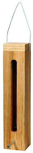 LUXUS-VOGELHAUS 46770e Futtersäule Gr. M - Vogelfutterspender aus Massivholz - Futterstation zum Hängen - Futterspender Eiche für Wildvögel - 5 x 5 x 23 cm - Natur