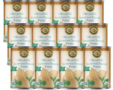 Farmer's Market Foods Organic Butternut Squash Puree, Kosher, USDA Certified Organic, Gluten Free & Non-GMO, 15 Ounce (Pack of 12)