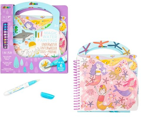 Avenir Gioco da colorare subacqueo, set creativo 3 in 1 con giochi, adesivi e immagini da colorare, fai da te, per bambini dai 3 anni in su
