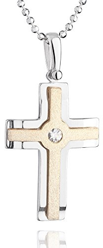 fish - Jungen, Mädchen-Silberkette Sterlingsilber 925 Kreuz Anhänger vergoldet